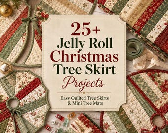 25+ Jelly Roll Christmas Tree Skirt Projects - Easy Quilted Tree Skirts, Mini Tree Mats & Holiday PDF Guide
