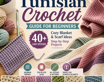 Tunisisk virkguide för nybörjare – 40+ maskor, filt- och halsduksprojekt (PDF-nedladdning)