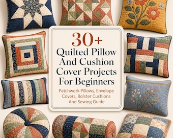30+ Quilted Pillow and Cushion Cover Projects for Beginners -  Patchwork Pillows, Envelope Covers, Bolster Cushions and Sewing Guide
