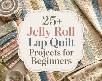 25+ Jelly Roll Lap Quilt Projects for Beginners – Easy Strip Quilt Throws, Cozy Gifts & Simple Sewing PDF Guide