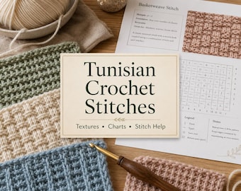 Tunesischer Häkelstich PDF | Anfängerstiche, Texturen & Einfaches Tutorial