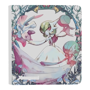 May include: A white binder featuring a colorful illustration of three Gardevoir characters surrounded by a decorative floral archway. The artwork includes shades of pink, blue, and green. The word Xenoguard is printed in white at the bottom left.