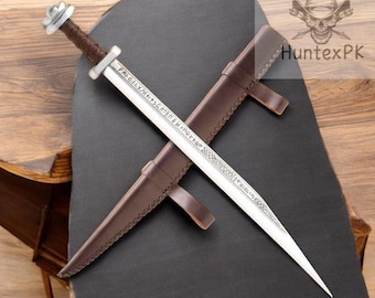 Viking Seax hecho a mano a medida – Hoja de acero 440C grabada de 26"