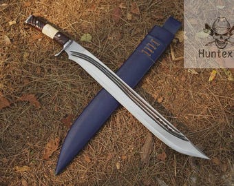 Cuchillo Seax hecho a mano de 22 pulgadas / Cuchillo Gurkha forjado a mano