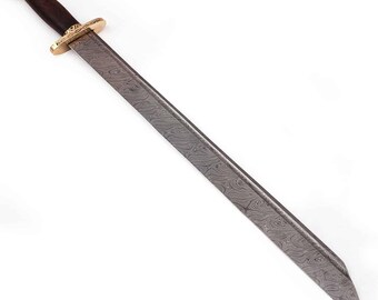 Espada vikinga medieval Lang Saex de acero de Damasco del siglo VII