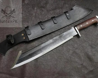 Machete táctico con hoja de acero al carbono, hecho a mano a medida.