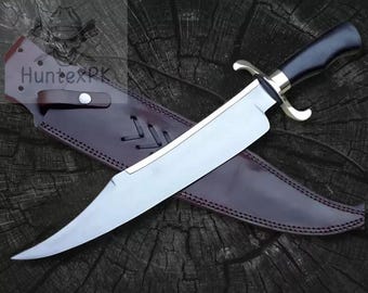 Cuchillo Bowie Alamo Musso con hoja de acero al carbono de primera calidad, hecho a mano a medida.