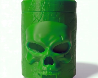 Colección de tarros y organizadores de escritorio con textura 3D de Vassel Skull. Contenedores de PLA de estilo gótico moderno.