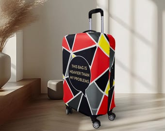 Heavier Than Problems Luggage Cover | Stretch Suitcase Protector | Washable Travel Cover | Multiple Sizes | Made in EU