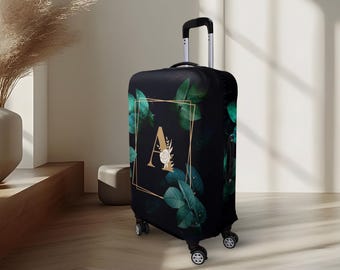 Coprivaligia di lusso con lettera personalizzata / Protezione elastica per valigia / Coprivaligia da viaggio lavabile / Diverse misure / Prodotto nell'UE