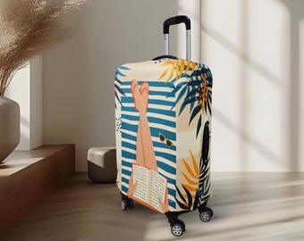 Bagageöverdrag med Lazy Days-design | Stretchigt resväskeskydd | Tvättbart reseöverdrag | Flera storlekar | Tillverkad i EU