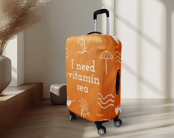 Vitamin Sea Bagageöverdrag | Stretchigt resväskeskydd | Tvättbart reseöverdrag | Flera storlekar | Tillverkad i EU