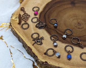 NEW! Sampler of Copper Stitch Markers for Knitting - Closed Ring Markers - Knitting Notions