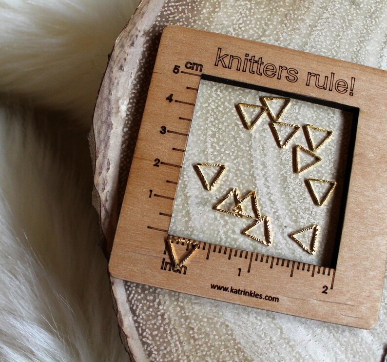 Tiny Brass Triangle Knitting Stitch Markers Knitting Notions Etsy