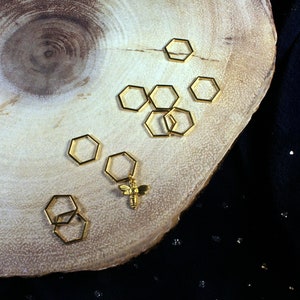 THROWBACK PRICING Choose Your Size Beekeepers Stitch Markers for Knitting Gold Hexagon Closed Ring Markers Knitting Notions image 5