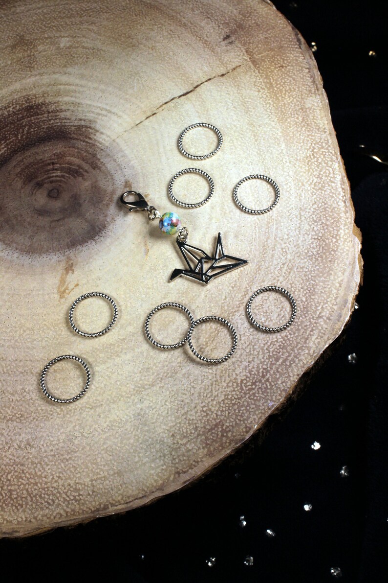 Origami Crane Stitch Markers for Knitting Twisted Silver Etsy