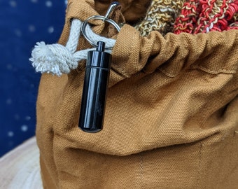 Keychain Knitting Stitch Marker Tin: Tactical Notions Storage with 12 Markers