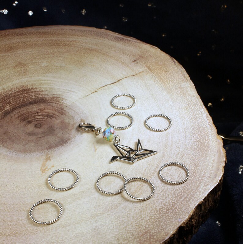 Origami Crane Stitch Markers for Knitting Twisted Silver Etsy