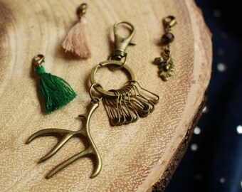 Antler Knit and Crochet Notion Keychain - includes a stylish variety of notions for your crafting needs