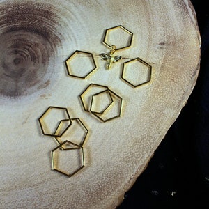 THROWBACK PRICING Choose Your Size Beekeepers Stitch Markers for Knitting Gold Hexagon Closed Ring Markers Knitting Notions image 4