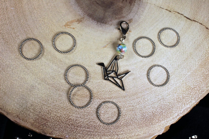 Origami Crane Stitch Markers for Knitting Twisted Silver Etsy