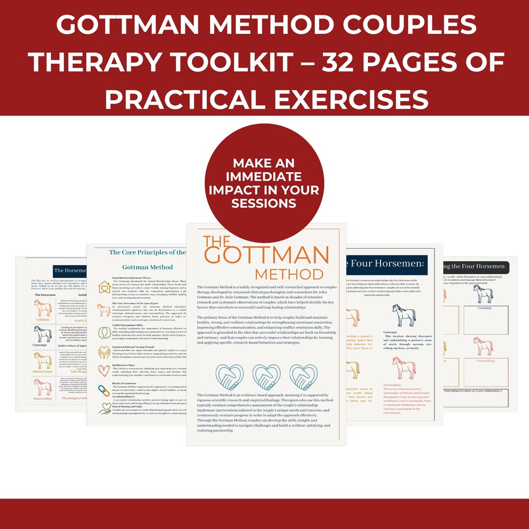 Gottman Method Couples Therapy Toolkit – 32 Pages, Exercises ...