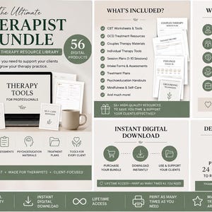 Ultimat terapipaket | 56 professionella rådgivningsresurser | KBT, parterapi, OCD, sessionsplaner, arbetsblad och terapeutverktyg