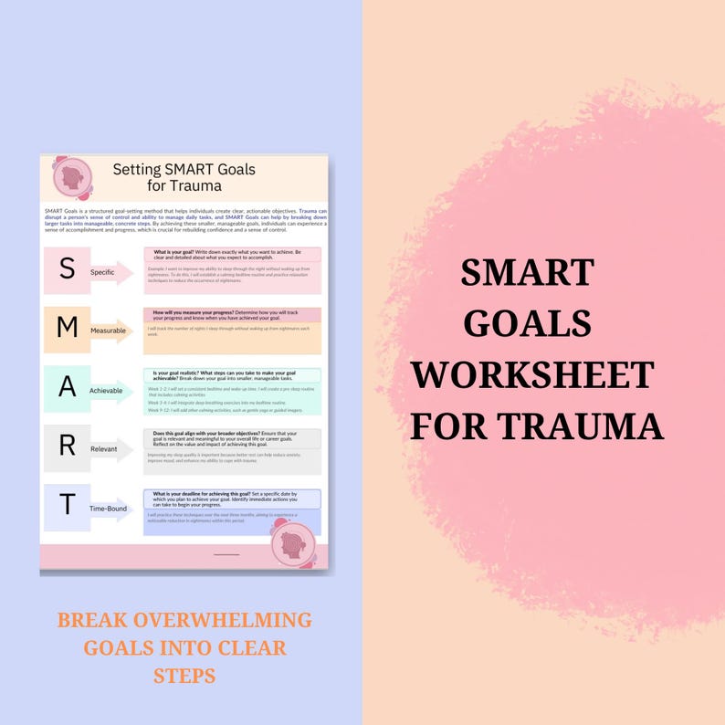 Trauma Therapy SMART Goals Worksheet | Printable PDF - Etsy