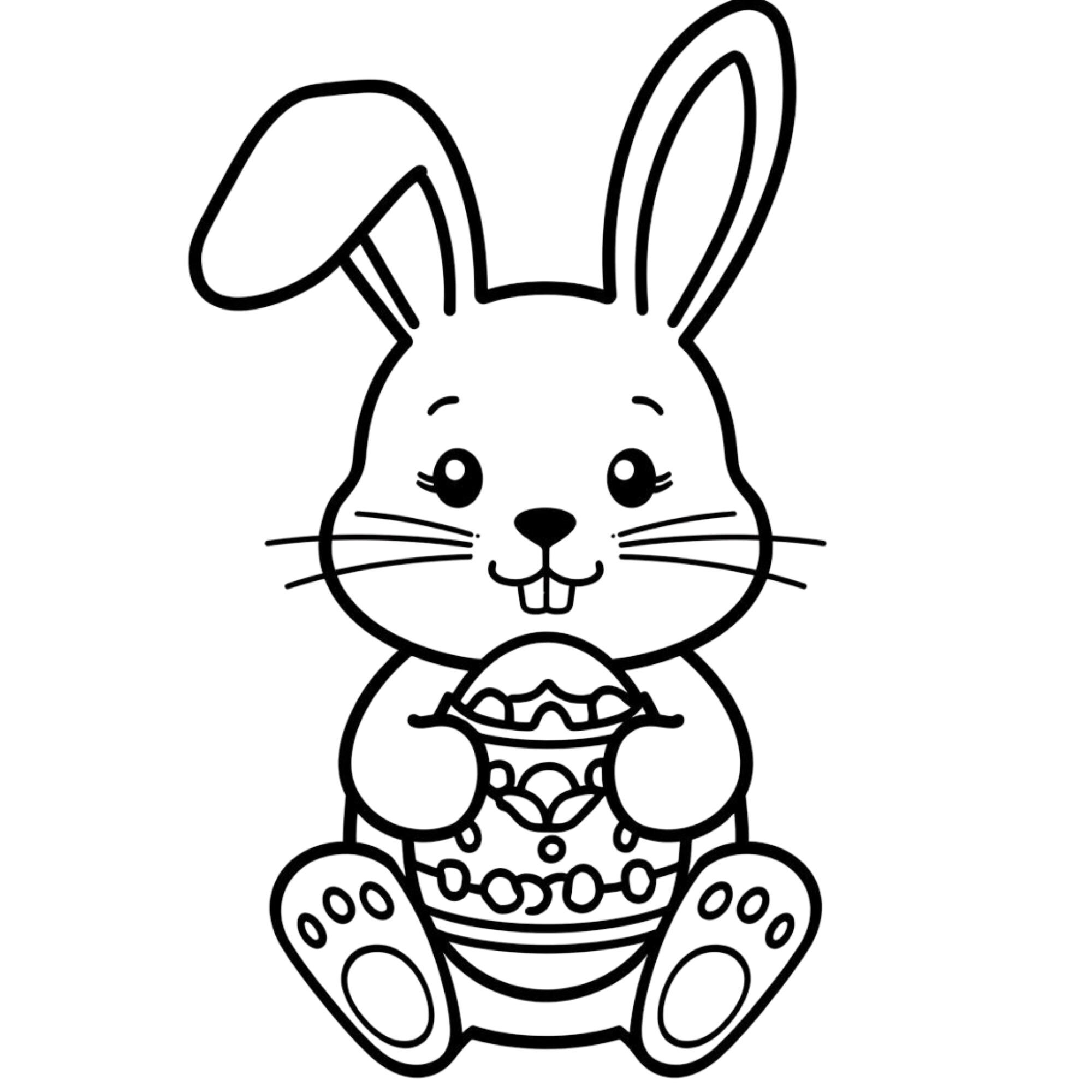 Easter Bunny SVG, Cartoon Rabbit Holding Egg, Cricut Cut File (digital ...