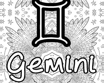 Gemini Coloring Page Etsy