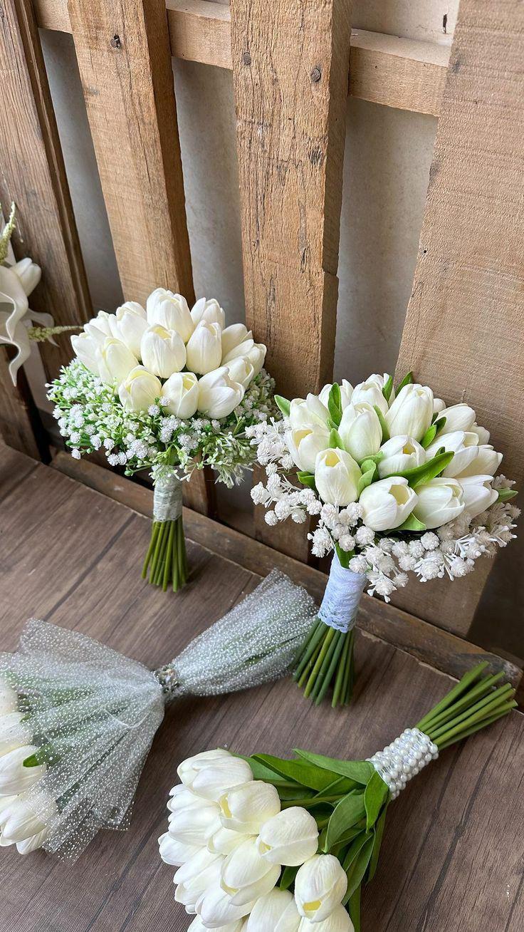 Wedding White Tulip Bridal Bouquet