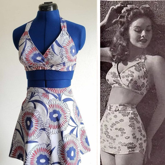 1940s 1950s Vintage Gantner Bathing Suit Set with