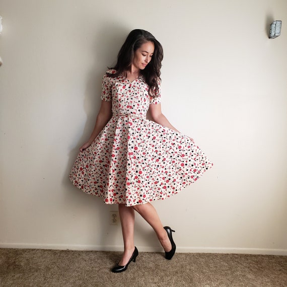 1950s Vintage L'aiglon Floral Dress with Belt