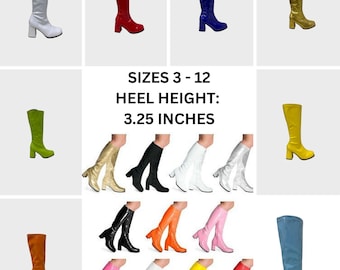 Men's & Women Platform Knee High Retro 60s Disco Costume Heels UK 3-12
