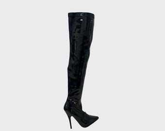 Thigh High Boots Women Stiletto Heels Zip Over Knee Size UK 3-12 Drag Queen Boots