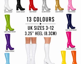 Men's & Women Platform Knee High Retro 60s Disco Costume Heels UK 3-12