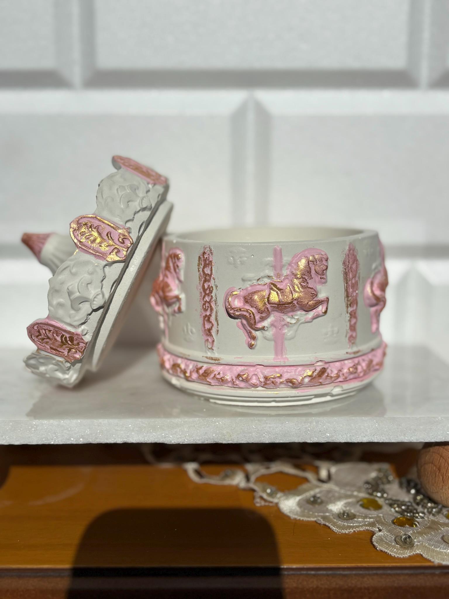 Stone Carousel Container Candle – Horse Carousel Design Filled With Soy ...