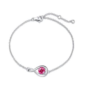 July,Ruby Birthstone Infinity Bracelet 925 Sterling Silver Layerable Silver Bangle