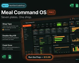 Meal Command OS PRO | Planer obiadów w programie Excel | Arkusze Google