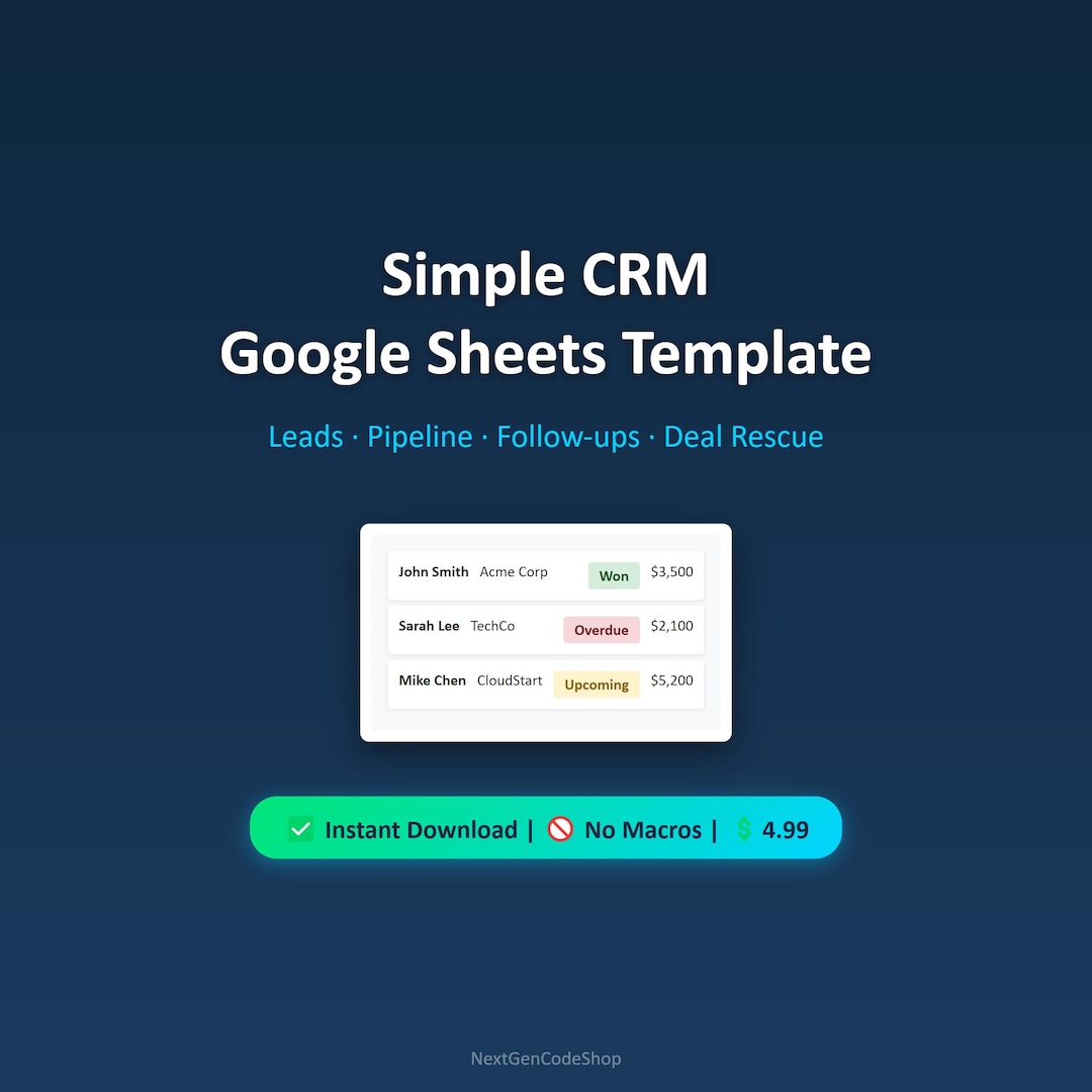 Google Sheets CRM Template, Sales Pipeline Tracker, Lead Management ...