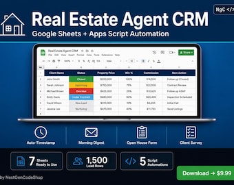 CRM för fastighetsmäklare | Google Sheets + Apps Script Automation | Lead Tracker, Uppföljning, Pipeline