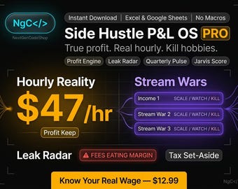 Side Hustle P&L OS PRO | Śledzenie zysków w programie Excel | Arkusze Google