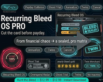 Powtarzające się Bleed OS PRO | Śledzenie subskrypcji programu Excel | Arkusze Google