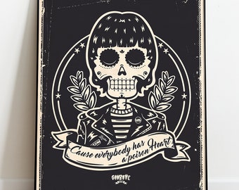 Punk Poster Black Punk Rock Skull Day of the Dead Punk Print Poster Fan Art Print Poster