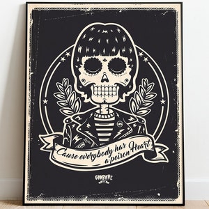 Punk Poster Black Punk Rock Skull Day of the Dead Punk Print Poster Fan Art Print Poster image 2