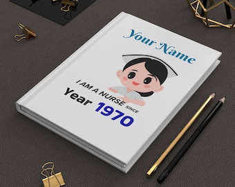 Nurse Cartoon Personalized Hardcover Journal | Nursing Year Established
