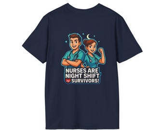 Nurses Are Night Shift Survivors T-Shirt | Nurse Stethoscope Design