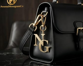Portachiavi in metallo personalizzato, ciondolo con iniziale personalizzata, targhetta monogramma per borsa, portachiavi in acciaio inossidabile, regalo per lei, accessorio minimalista per borsa