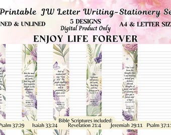 JW 2026 Floral Stationery Set: Lined & Unlined Letter Writing (Digital Download)