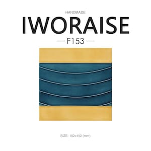 Handmade Ceramic Wall Tile-Ocean Wave Blue & Golden Yellow | 152x152mm Decorative Tile